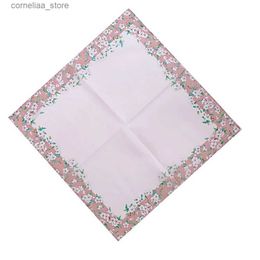 Handkerchiefs Bandanas Durag 1 piece of colorful handle headscarf womens cotton embroidered scarf pocket Hank headscarf white pink blue 2023 wholesale Y240326