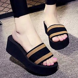 Slippers Summer Womens Slide Fasion Platform Wedge Sandals Outdoor Leisure Flap Flip Travel Beach ig eel H240326UPA5