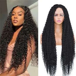 Long Deep Wave Lace Frontal Kinky Curly Wig Synthetic Wig 13x4 Cosplay Party High Temperature Synthetic Wig for Woman
