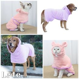 Towels Quick Drying Hooded Bathrobe for Dogs and Cats, Pet Drying Coat Clothes, Soft Microfiber Beach Towel, Super absorbent, Fast Dry