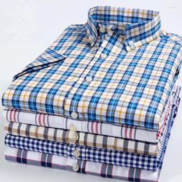 Men's Casual Shirts Luxury Qulity Summer Short Sleeve For Men Cotton Slim Fit Formal Plain White Shirt Soft Office Plaid Clothes