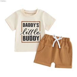 Clothing Sets Summer clothing for toddlers babies boys fathers and friends. Short sleeved tops and shorts set 2PCS setL2403