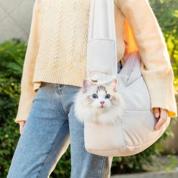 Strollers Pet Carrier Shoulder Bag Cat Carrier Sling Bag Winter Outdoor Puppy Travel Bag Portable Warm Cat Walking Bag