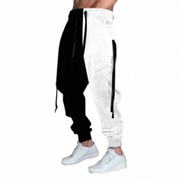 youth Casual Pants 4 Seas Black And White Colour Pattern Sweatpants Bandage Hip Hop Trouser Fi Cargo Male Sportswear h4ij#