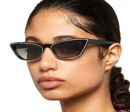 Sunglasses EL Malus Fashion Ins Cat Eye Frame Sun Glasses Women Imitation Diamond Crystal Sexy Ladies UV400 Lenses Eyewear17016767