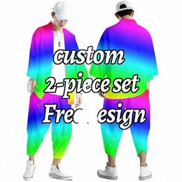 3D Özel Baskı Erkekler/Kadınlar 2 Parça Setleri Yaz Kısa Kollu Swearpants Çift Trailsuit Sweatshirt fermuar Hoodies Mens Giyim P2PJ#