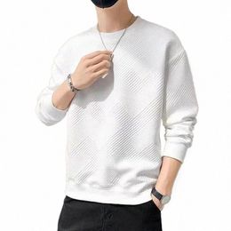 men's Sweatshirt Solid O Neck Lg Sleeve T Shirts Autumn Spring Texture Simple Black White Classic Mens Pullover Hoodie Tops z1HO#