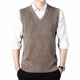 men's Thickened Casual Sweater Tank Top Autumn and Winter Warm Men's V-neck Tank Top f9v8#