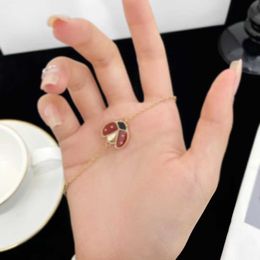 Brand charm Van Four Leaf Grass Ladybug Bracelet Female Thick Gold Electroplated Rose Double sided White Fritillaria Live Broadcast