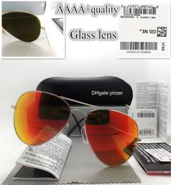 Luxury Quality Glass Lens Sunglasses Women Men UV400 Unisex Eyewear Pilot 58MM 62MM Mirror Shade Coating Vintage Goggle With QR B7923567