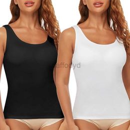 Women's Tanks Camis Womens tank top built-in bra womens padded sports bra fitness running shirt compressed Camisol shape 24326