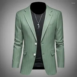 Men's Suits High-Grade Vertical Pattern Temperament Suit Jacket Men Slim Fit Business Leisure Blazers Spring Autumn Male Large Size Outwear