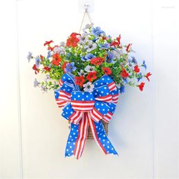 Decorative Flowers American Wreath Traditional Party Supplies Artificial Flower Patriotic Day Decors For National
