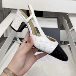 2024 New Genuine Leather Single Shoes Colourful High Thick Heel Baotou Shoes Women's Flat Sole