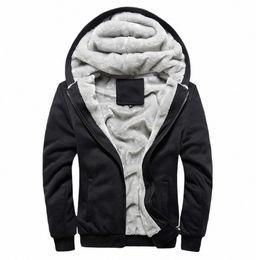 new Fleece Hoodies Thick Hooded Men's Winter Warm Coats Casual Cott Mens Jackets And Coats Bomber Sportswear Plus Size F4Pb#