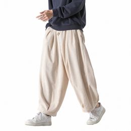 2022 Autumn Men Wide Leg Straight Pants Men Corduroy Solid Colour Oversize Trousers Male Thick Warm Japen Style Streetwear Pants D3si#