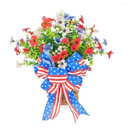 Decorative Flowers Patriotic Day Decoration For Front Door Independence 4th Of July Indoor Outdoor Red White Blue