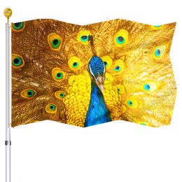 Accessories Peacock Flag Golden Feather Banners with Brass Grommets for House Indoor Party Outdoor Decoration Polyester Flags Women Men Gift