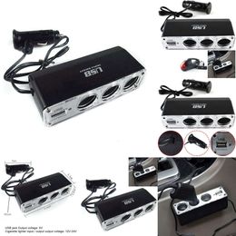 New 3 Way Multi Socket Cigarette Lighter Splitter Port Plug With 12V/24V Adapter USB Triple Car Charger