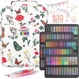 Pack Gel Pen Set 100 Colored Drawing Pens Including 94 6 Glitter Mix Rainbow Matching Refills For Adult