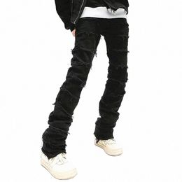 2023 Grunge Clothes Y2K Streetwear Black Slim Stacked Jeans Pants For Men Kanye Hip Hop Women New Lg Trousers Vetements Homme u2hz#