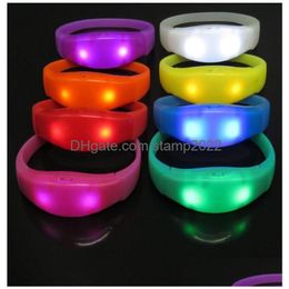 Party Favour Voice Activated Led Flashing Bracelet Shake Sound Control Light Up Wristband Bangle For Rave Favours Christmas Halloween Dhqge