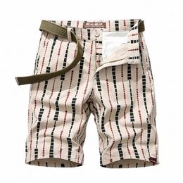 2023 Summer New Men's Straight Casual Shorts Classic Outdoor Fi Print Cott Cargo Shorts Male Army Green Khakis h5ML#