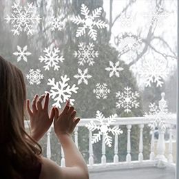 2024 Adesivo per finestra con fiocco di neve di Natale Adesivi murali di Natale Decalcomanie da muro per la camera dei bambini Decorazioni natalizie per la casa Capodanno