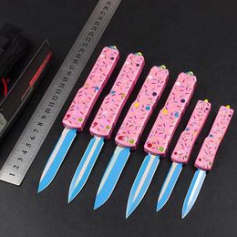 6Models UT-Version Dessert Warrior Auto Knife D2 Blade Aviation Aluminium Handles Custom Tactical Pocket Pink knives Gift Knifes