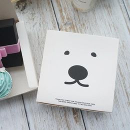 Gift Wrap 14.5 5cm 10pcs White Bear Handmade Design Paper Box Cookie Macaron Chocolate Storage Boxes Party Gifts Packaging