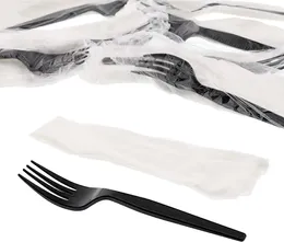 Disposable Flatware Two Piece Meal Kit With Medium-Heavy Weight Fork And 13 X 17 Napkin Case Of 1000