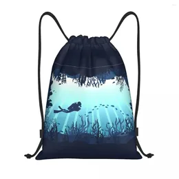Shopping Bags Deep Sea Caveran Diver Drawstring Men Women Portable Gym Sports Sackpack Dive Explore Backpacks