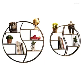 Decorative Plates European Style Living Room Wall Hanging Rack Creative Solid Wood Shelf Partition Round Display Frame