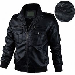 new Stand Collar Motorcycle Men's Leather Jacket Men Windbreak Autumn Winter PU Jackets Men Outerwear Warm Biker Jacket XL-3XL 89ol#