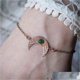 Charm Bracelets Feminity Healing Moon Bracelet With Aventurine Phase Green Stone Celestial Gifts Boho Jewellery For Women - Adjust Drop Ot9Tz