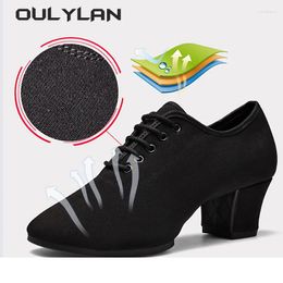 Dance Shoes Women's Oxford Cloth Latin 3.5cm/5cm Heels Jazz Women Social Teacher Body Shape Training