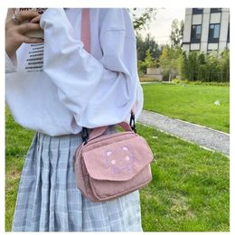 Shoulder Bags Autumn And Winter 2024 Japanese Antique Design Cute Embroidery Bear Soft Girl Bag Student Funny