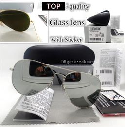 Top Quality Tempered Glass Lens Luxury Men Women Sunglasses UV400 Brand Eyewear Plate Mirror Vintage Driver Goggles Pilot With Box7590272
