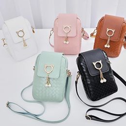 Shoulder Bags Women Small Crossbody Bag Woven Solid Color Cell Phone Pearl Tassel Female Money Handbag High Quality Diagonal