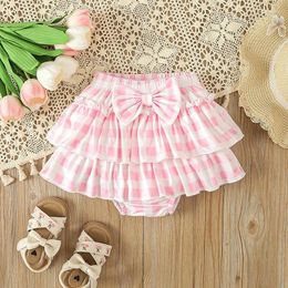 Clothing Sets Daddys Girls Baby Clothes Romper And Plaid Short With Headband 3Pcs Born Girl Outfit