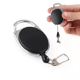 Keychains 500pcs/lot Retractable Keyring Extendable Metal Wire 60cm Pull Key Ring Anti Lost ID Card Holder Chain