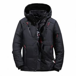 2024 Mens Piumino d'anatra bianco caldo con cappuccio spesso piumino cappotto maschile casual di alta qualità soprabito termico invernale Parka 443H #