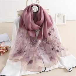 Rushed Silk Women Scarf Warm Wool Shawls Lady Wraps Bufanda Floral Pashmina Embroidery Scarves Foulard Wholesale Hijab 240312