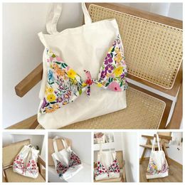 Evening Bags Floral Crossbody Bag Cute Large Capacity Bow Tie Hand Canvas Shopping