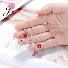 Dangle Earrings Unique Charms Red Heart Lovely Cute 925 Sterling Silver Post Romantic Gifts For Women Girls