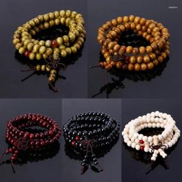 Charm Bracelets Natural-Sandalwood Buddhist Prayer 8mm Beads 108 Meditation Bracelet Gift For Men Women