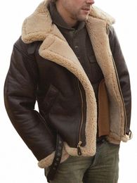 men's Leather Fur Integrated Jacket Coat Thickened Faux Leather Plush Warm Winter Jackets For Men Clothing n8db#