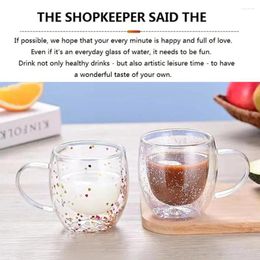 Wine Glasses Double Wall Glass Cup Real Flower Conch Filler Mug Tea Handle Gift Resistant Coffee Milk Heat C V7b2