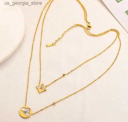 Pendant Necklaces 20 Style Fashion Designer 18K Gold Plated Pendant Necklaces Highend Stainless Steel Brand Letter Links Chains Inlaid Crystal Necklace Christmas