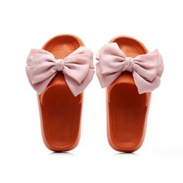 Slippers Slippers Handmade Bow Tie Summer Shoes for Women Non-Slip Thick Beach Sandals Fashion Soft Sole Eva Home Slides H240326D8LK